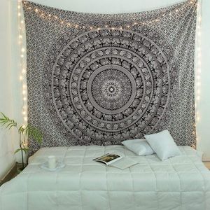 black & white mandala tapestry